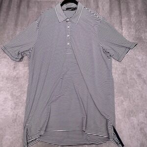 RLX Ralph Lauren Polo Shirt Mens XL Navy Blue Excellent Striped Performance Golf